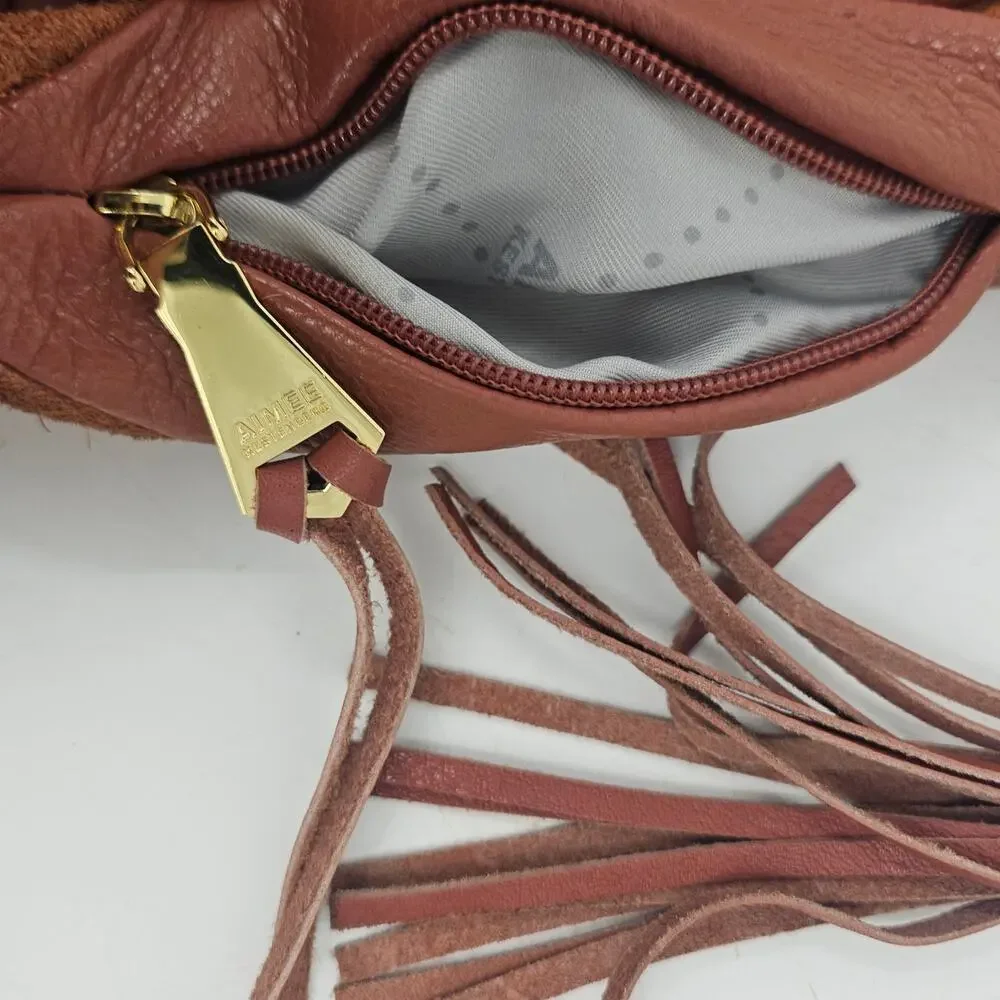 Aimee Kestenberg Tuscany Brown Slouchy Pebbled Leather Suede Hobo Bag Boho